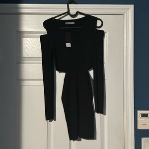 LF black midi cut out dress
